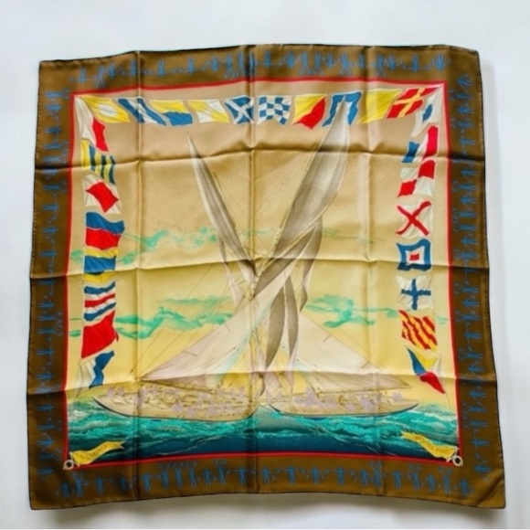 HERMES En Course Silk Twill Scarf